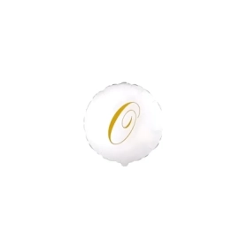 Palloncini Lettera O Dorata su palloncino bianco micro shape 4" (10cm) in mylar, 5pz.