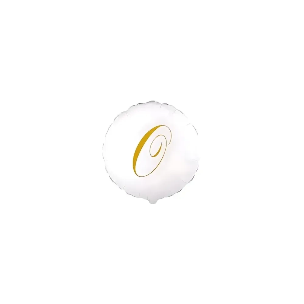 Palloncini Lettera O Dorata su palloncino bianco micro shape 4" (10cm) in mylar, 5pz.