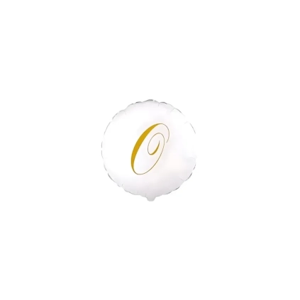 Palloncini Lettera O Dorata su palloncino bianco micro shape 4" (10cm) in mylar, 5pz.