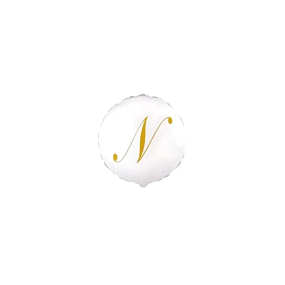 Palloncini Lettera N Dorata su palloncino bianco micro shape 4" (10cm) in mylar, 5pz.