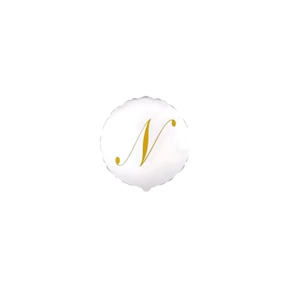 Palloncini Lettera N Dorata su palloncino bianco micro shape 4" (10cm) in mylar, 5pz.