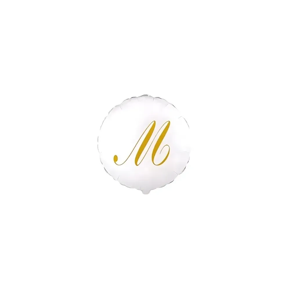 Palloncini Lettera M Dorata su palloncino bianco micro shape 4" (10cm) in mylar, 5pz.