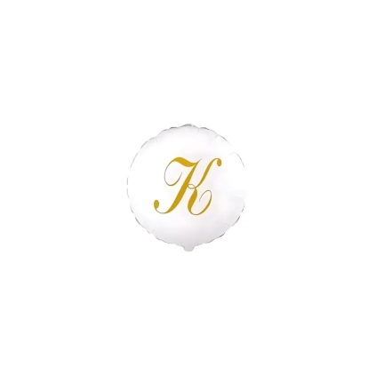 Palloncini Lettera K Dorata su palloncino bianco micro shape 4" (10cm) in mylar, 5pz.
