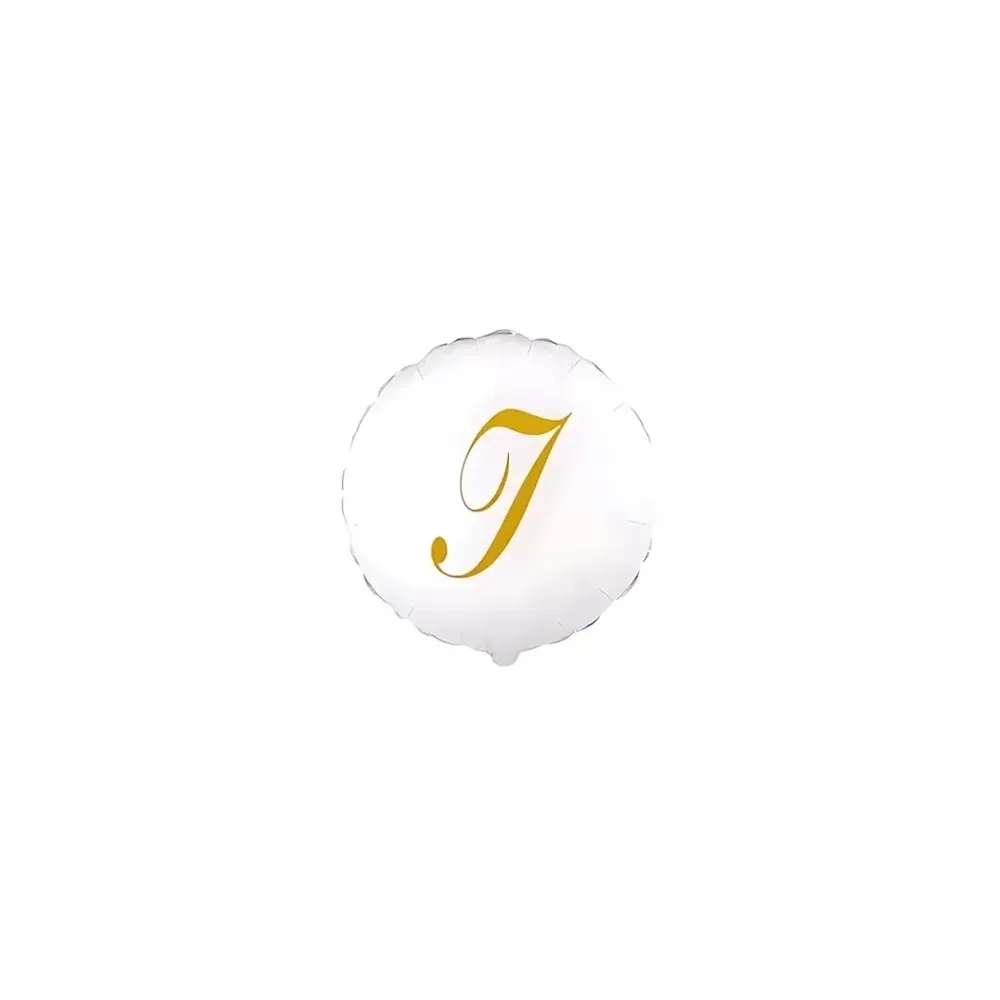 Palloncini Lettera I Dorata su palloncino bianco micro shape 4" (10cm) in mylar, 5pz.