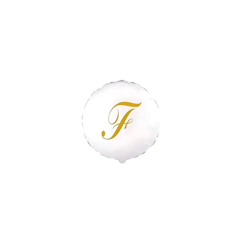 Palloncini Lettera F Dorata su palloncino bianco micro shape 4" (10cm) in mylar, 5pz.
