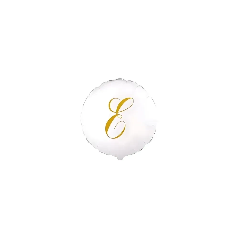 Palloncini Lettera E Dorata su palloncino bianco micro shape 4" (10cm) in mylar, 5pz.