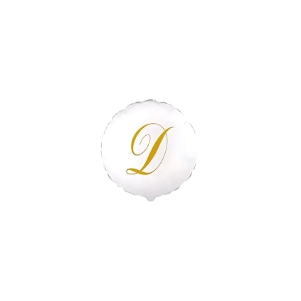 Palloncini Lettera D Dorata su palloncino bianco micro shape 4" (10cm) in mylar, 5pz.