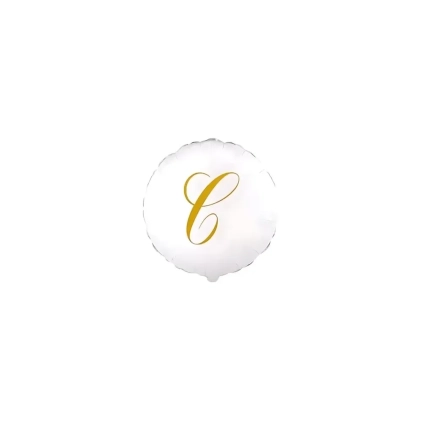 Palloncini Lettera C Dorata su palloncino bianco micro shape 4" (10cm) in mylar, 5pz.