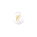 Palloncini Lettera C Dorata su palloncino bianco micro shape 4" (10cm) in mylar, 5pz.