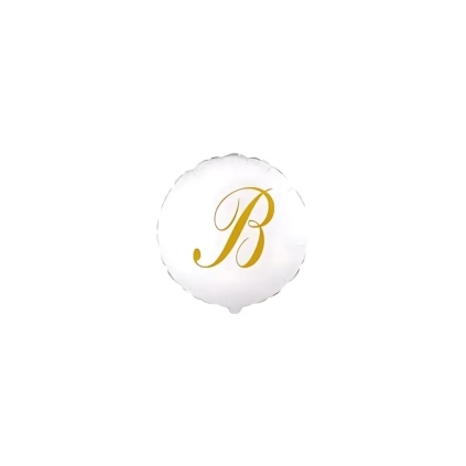 Palloncini Lettera B Dorata su palloncino bianco micro shape 4" (10cm) in mylar, 5pz.