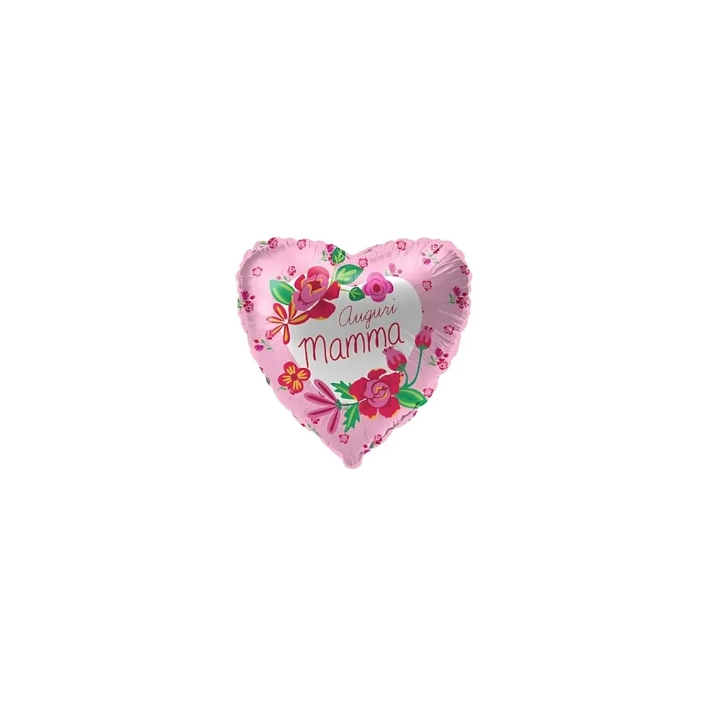 Palloncini Auguri Mamma Bianco cuore micro shape 4" (10cm) in mylar, 5pz.