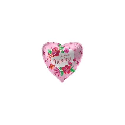 Palloncini Auguri Mamma Bianco cuore micro shape 4" (10cm) in mylar, 5pz.