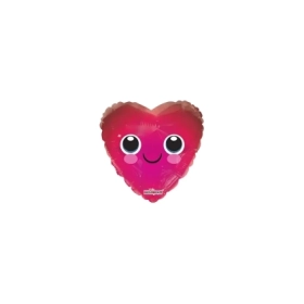 Palloncini cuore Olografico Con Faccia micro shape 4" (10cm) in mylar, 5pz.