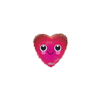 Palloncini cuore Olografico Con Faccia micro shape 4" (10cm) in mylar, 5pz.