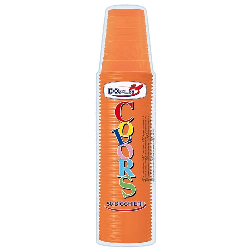 Bicchieri Arancione 200ml in plastica riutilizzabili, 50pz.