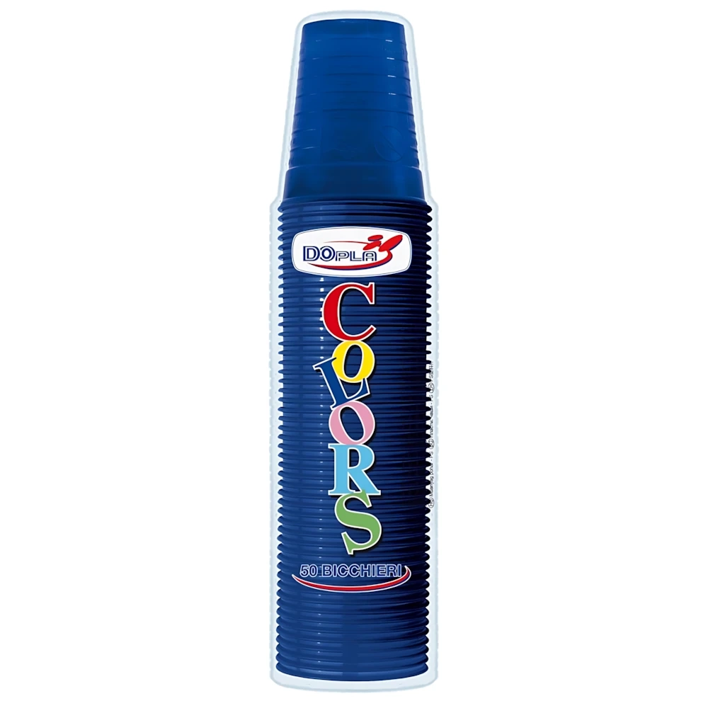 Bicchieri Blu 200ml in plastica riutilizzabili, 50pz.