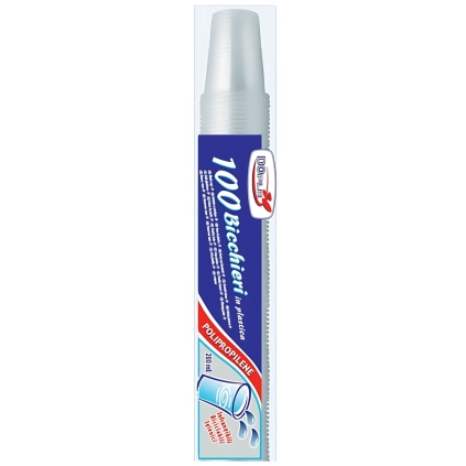 Bicchieri Trasparenti 200ml in plastica riutilizzabili, 100pz.