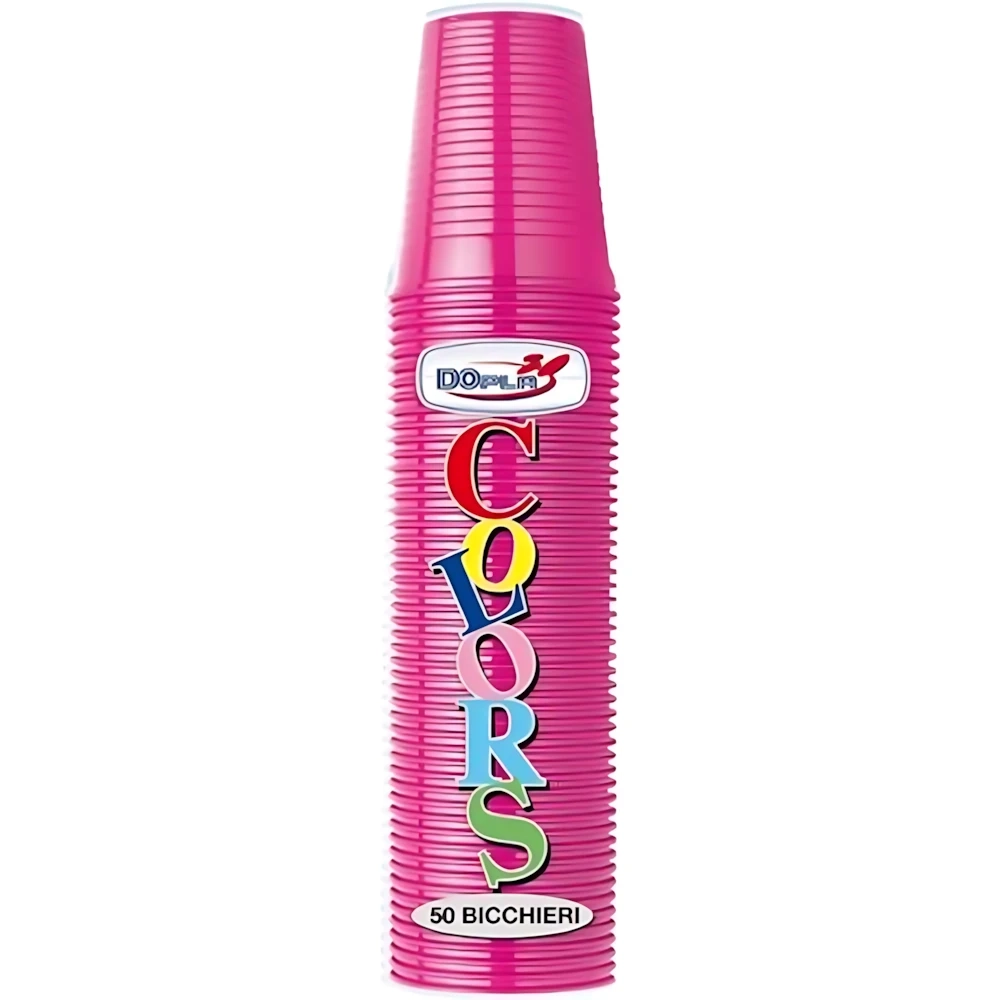 Bicchieri Fucsia 200ml in plastica riutilizzabili, 50pz.