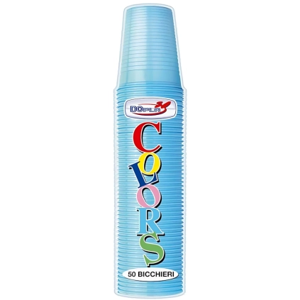 Bicchieri Azzurri 200ml in plastica riutilizzabili , 50pz.