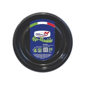Piatti Fondi Neri 20,5cm riutilizzabili, 25pz.