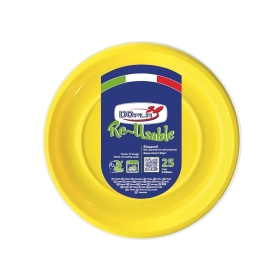 Piatti Fondi Gialli 20,5cm riutilizzabili, 25pz.