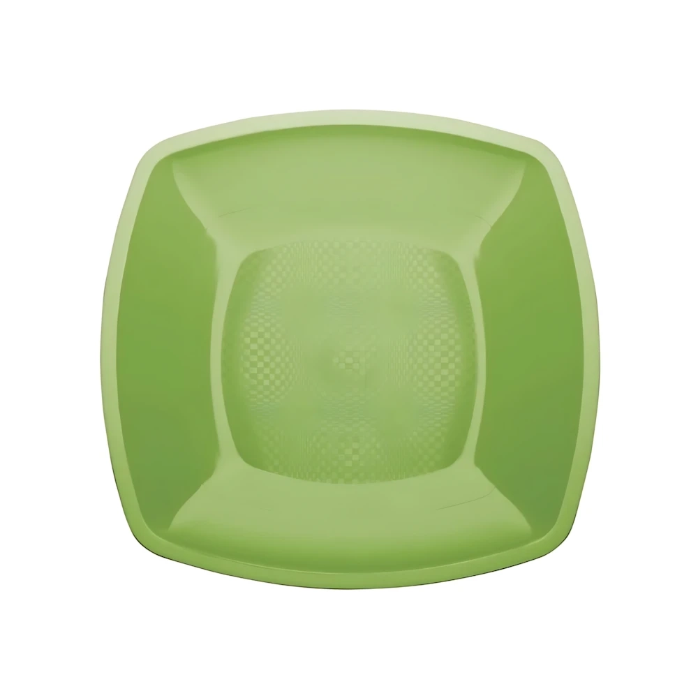 Piatti Verde Lime piani di forma quadrata 23cm, 12pz.