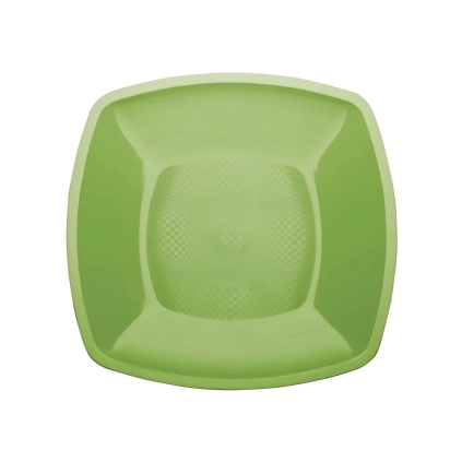 Piatti Verde Lime piani di forma quadrata 23cm, 12pz.