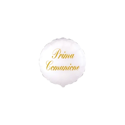 Palloncino Prima Comunione tondo bianco 9" (22cm), 5pz.