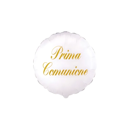 Palloncino Prima Comunione tondo bianco 18" (45cm), 1pz.