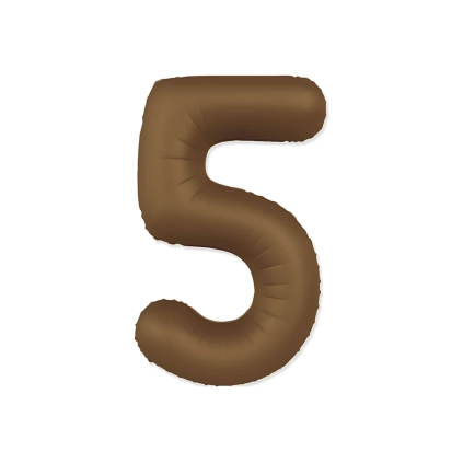 Palloncino Numero 5 Slim Mate Choco Brown Satinato 37" (86cm), 1pz.