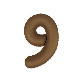Palloncino Numero 9 Slim Mate Choco Brown Satinato 37" (86cm), 1pz.