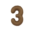 Palloncino Numero 3 Slim Mate Choco Brown Satinato 37" (86cm), 1pz.