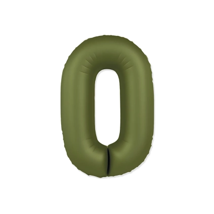 Palloncino Numero 0 Slim Mate Verde Oliva Satinato 37" (86cm), 1pz.