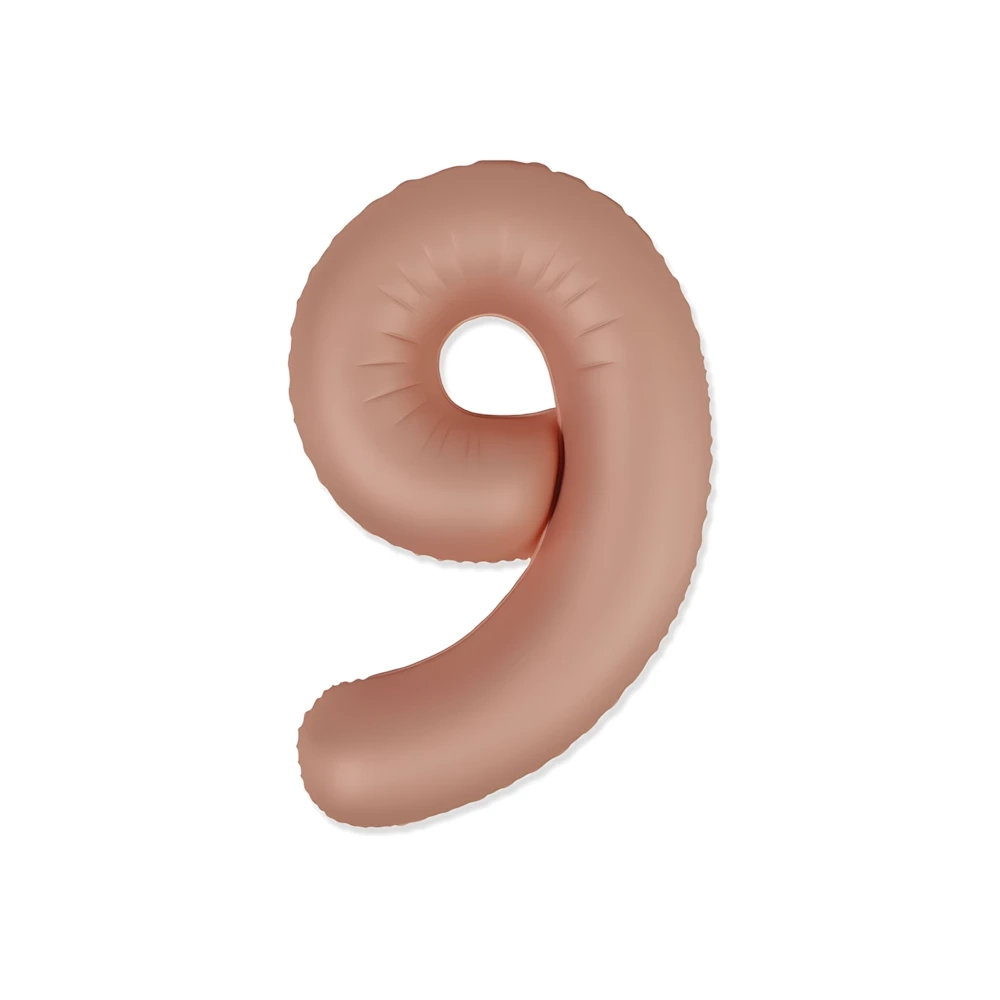 Palloncino Numero 9 Slim Mate Rosa Vintage Satinato 37" (86cm), 1pz.