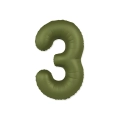 Palloncino Numero 3 Slim Mate Verde Oliva Satinato 37" (86cm), 1pz.