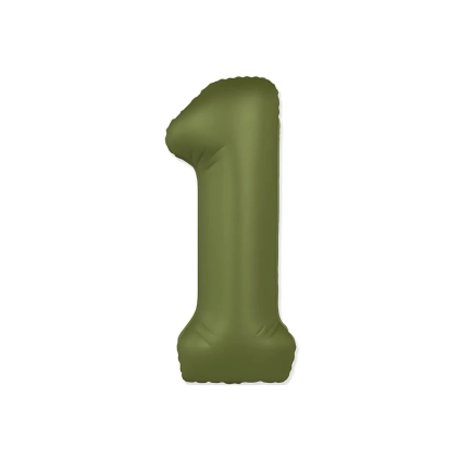 Palloncino Numero 1 Slim Mate Verde Oliva Satinato 37" (86cm), 1pz.