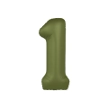 Palloncino Numero 1 Slim Mate Verde Oliva Satinato 37" (86cm), 1pz.