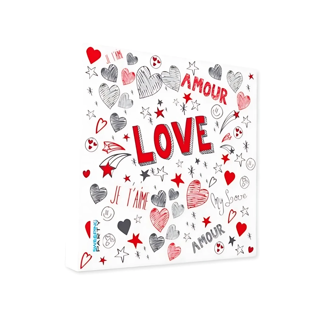 Tovaglioli Love con cuori e simboli amore, 20pz.