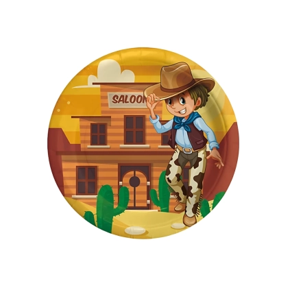 Piatti di carta Cowboy 18cm, 8pz.