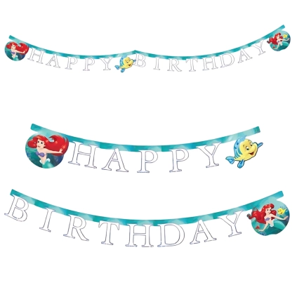 Festone Happy Birthday - Ariel La Sirenetta, 2m