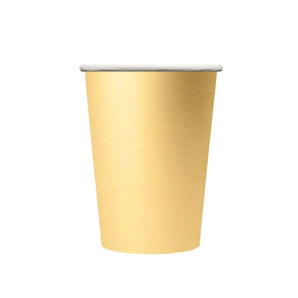 Bicchiere in carta 250cc Oro metal – Confezione da 15 pezzi