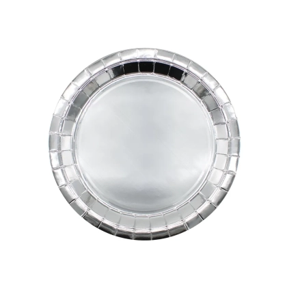 Piatto in carta 18cm Argento metal – Confezione da 15 pezzi