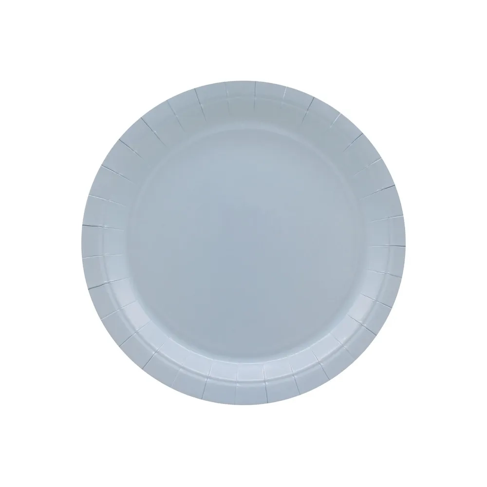 Piatto in carta 18cm Celeste fumo – Confezione da 15 pezzi