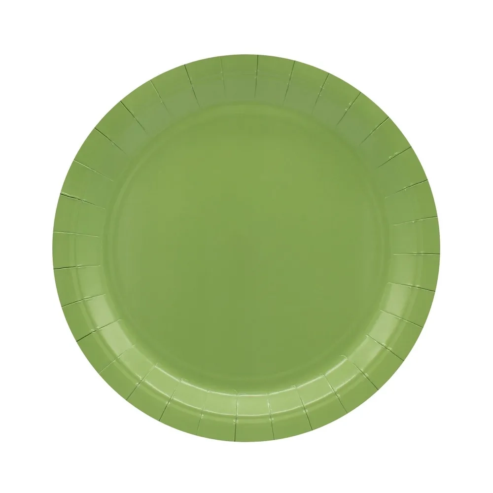 Piatto in carta 24cm Verde salvia – Confezione da 15 pezzi