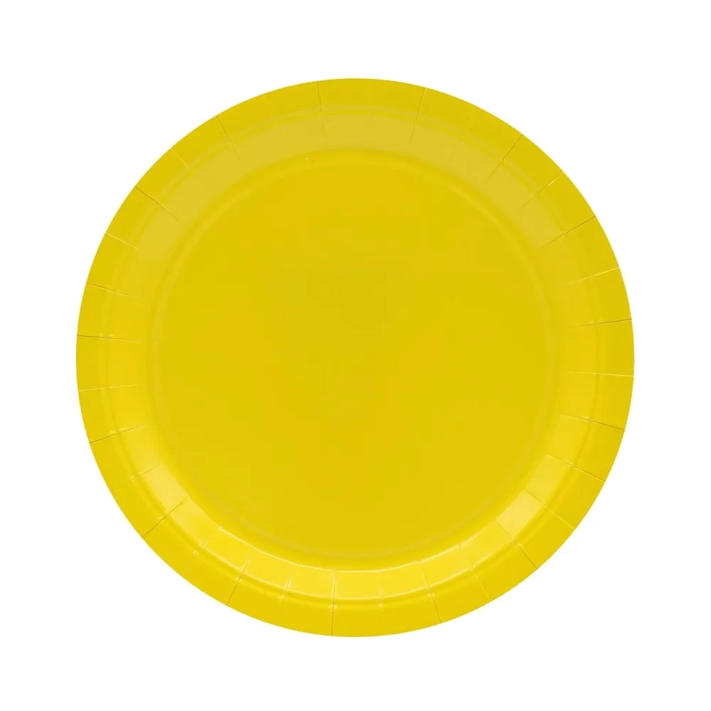 Piatti in carta Giallo 24cm – Confezione da 15 pezzi