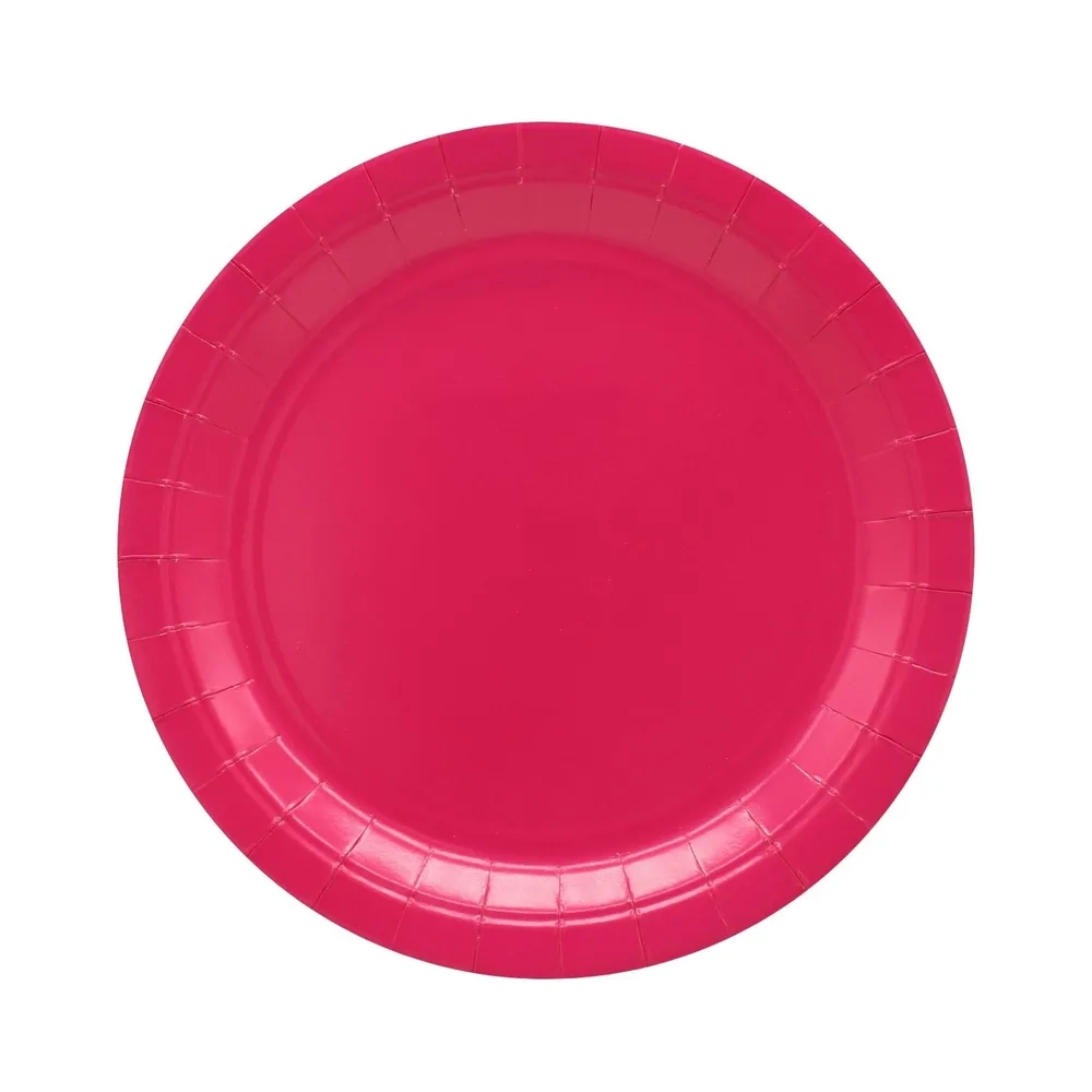 Piatti fucsia in carta 24 cm | Confezione da 15 pz