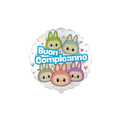 Palloncino Angry Bunny con scritta Buon Compleanno Celeste 18'' (45cm), 1pz.