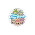 Palloncino Angry Bunny con scritta Buon Compleanno Celeste 18'' (45cm), 1pz.