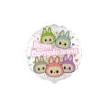 Palloncino Angry Bunny con scritta Buon Compleanno Rosa 18'' (45cm), 1pz.