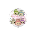 Palloncino Angry Bunny con scritta Happy Birthday Rosa 18'' (45cm), 1pz.